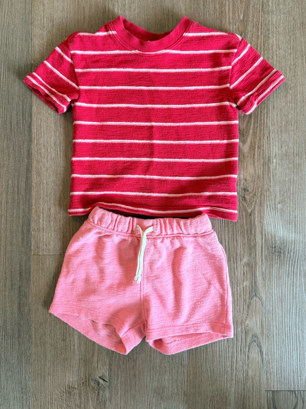 Old Navy Baby Boys Striped Tee & Light Pink Shorts Set